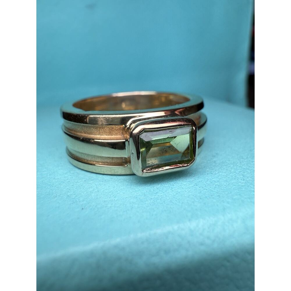 Tiffany & Co. 18k Gold 8mm Sparkle Green Gemstone Peridot Band Wide Ring 12.3g - Picture 9 of 16